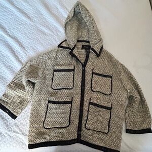 Maje Tweed Hooded Jacket - Black Trim